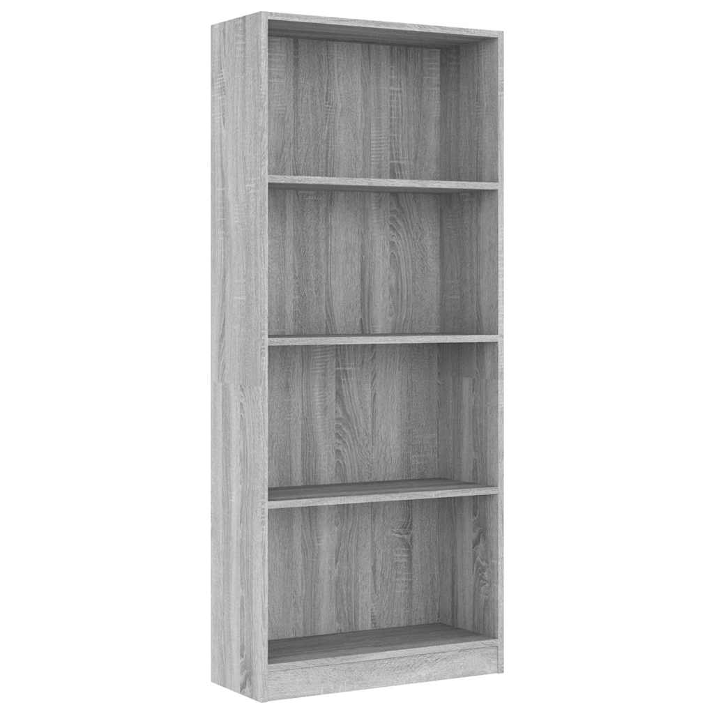 Βιβλιοθήκη με 4 Ράφια Γκρι Sonoma 60x24x142 εκ. Επεξεργ. Ξύλο