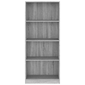 Βιβλιοθήκη με 4 Ράφια Γκρι Sonoma 60x24x142 εκ. Επεξεργ. Ξύλο