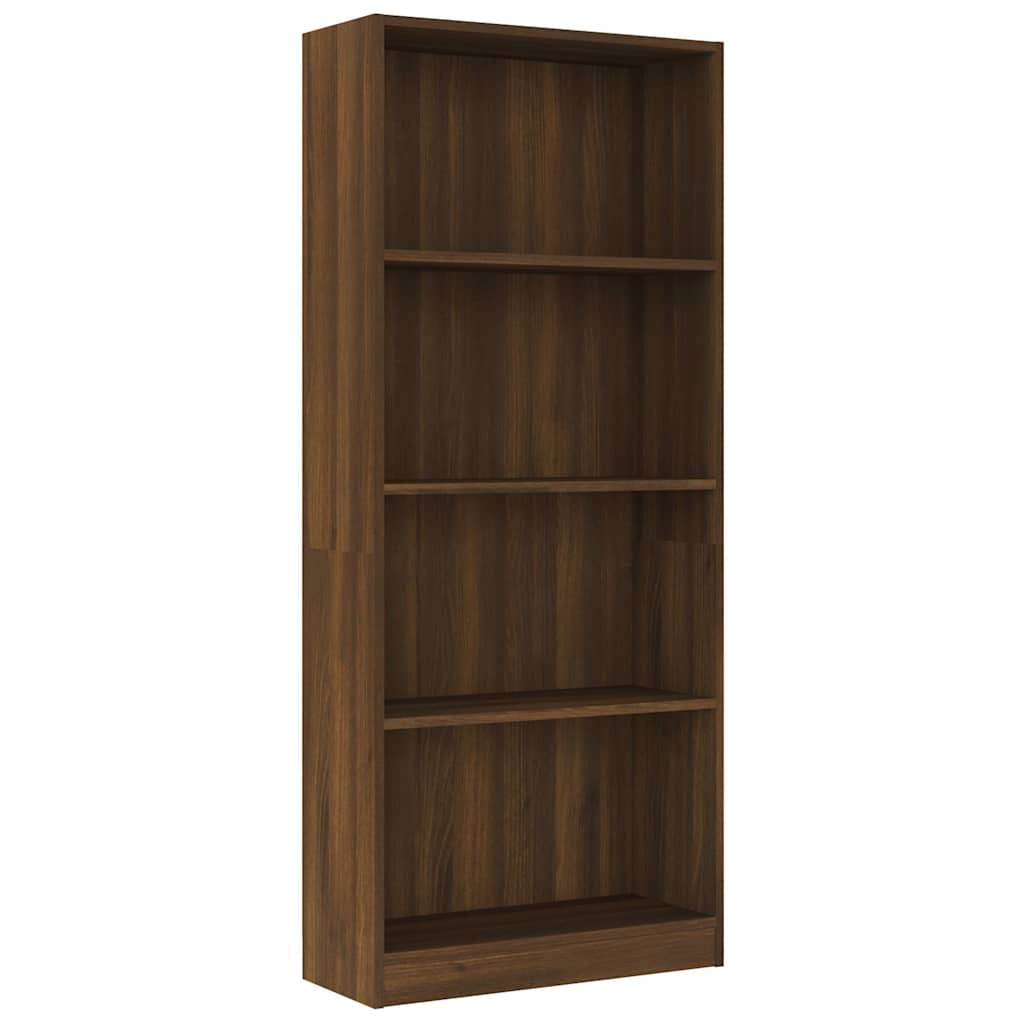 Βιβλιοθήκη με 4 Ράφια Καφέ Δρυς 60x24x142 εκ. Επεξεργ. Ξύλο