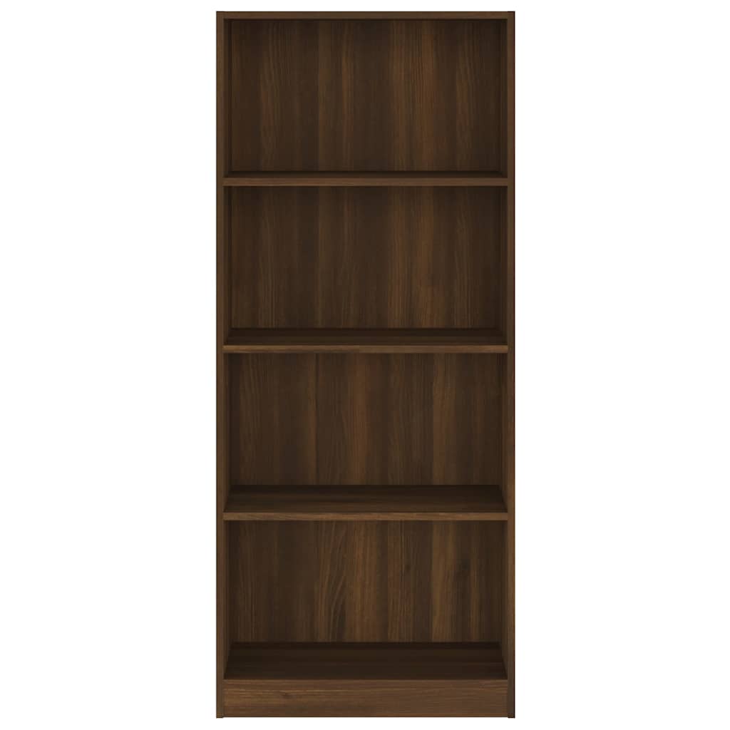 Βιβλιοθήκη με 4 Ράφια Καφέ Δρυς 60x24x142 εκ. Επεξεργ. Ξύλο
