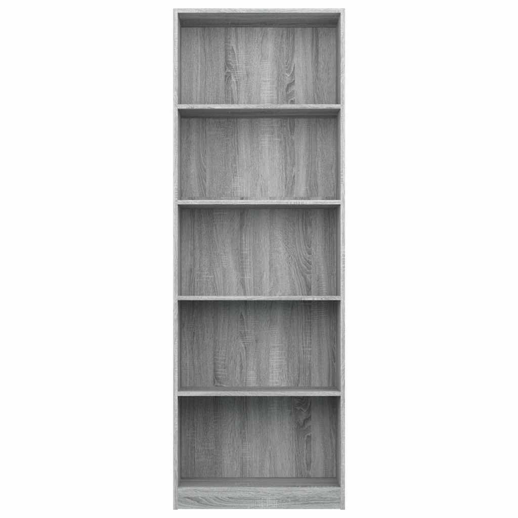 Βιβλιοθήκη με 5 Ράφια Γκρι Sonoma 60x24x175 εκ. Επεξεργ. Ξύλο