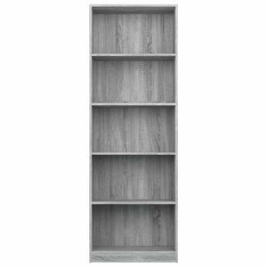 Βιβλιοθήκη με 5 Ράφια Γκρι Sonoma 60x24x175 εκ. Επεξεργ. Ξύλο