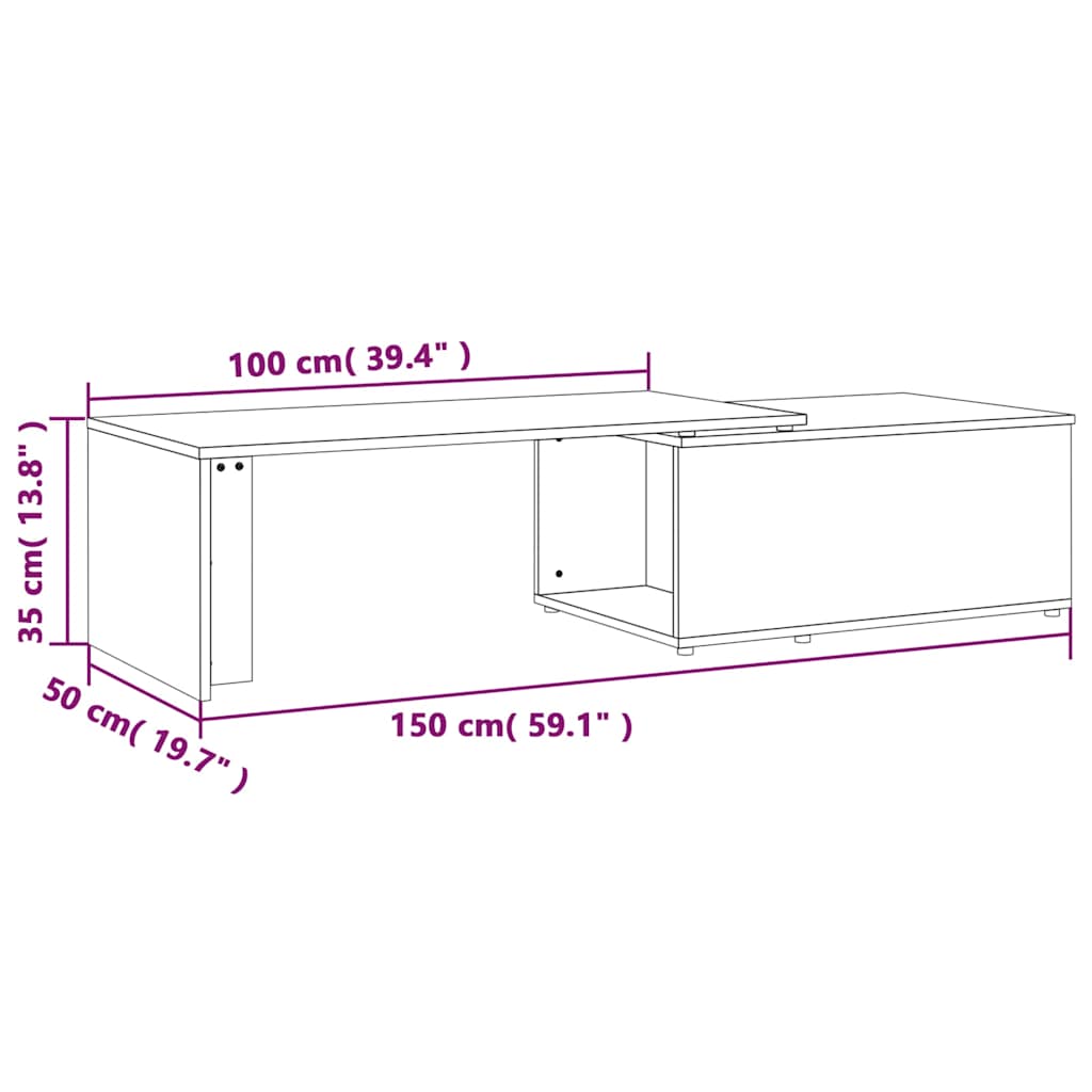 Τραπεζάκι Σαλονιού Καφέ Δρυς 150x50x35 εκ. Επεξεργασμ. Ξύλο