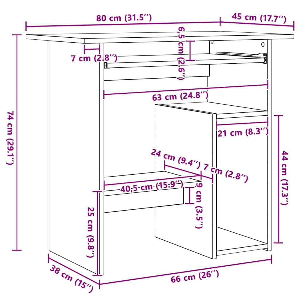 Γραφείο Γκρι Sonoma 80 x 45 x 74 εκ. από Επεξεργασμένο Ξύλο