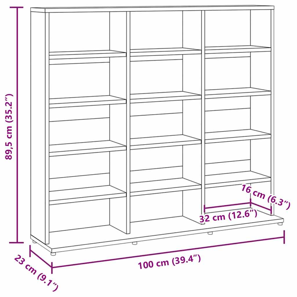 Έπιπλο για CD Καπνιστή Δρυς 100x23x89,5 εκ. Επεξεργασμένο Ξύλο