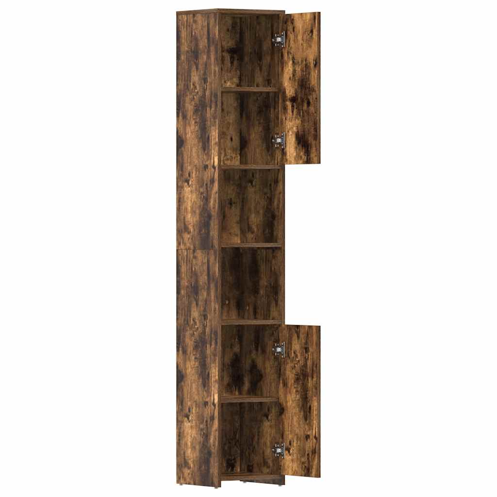 Ντουλάπι Μπάνιου Καπνιστή Δρυς 30x30x183,5 εκ. Επεξεργ. Ξύλο - Pakobazaar