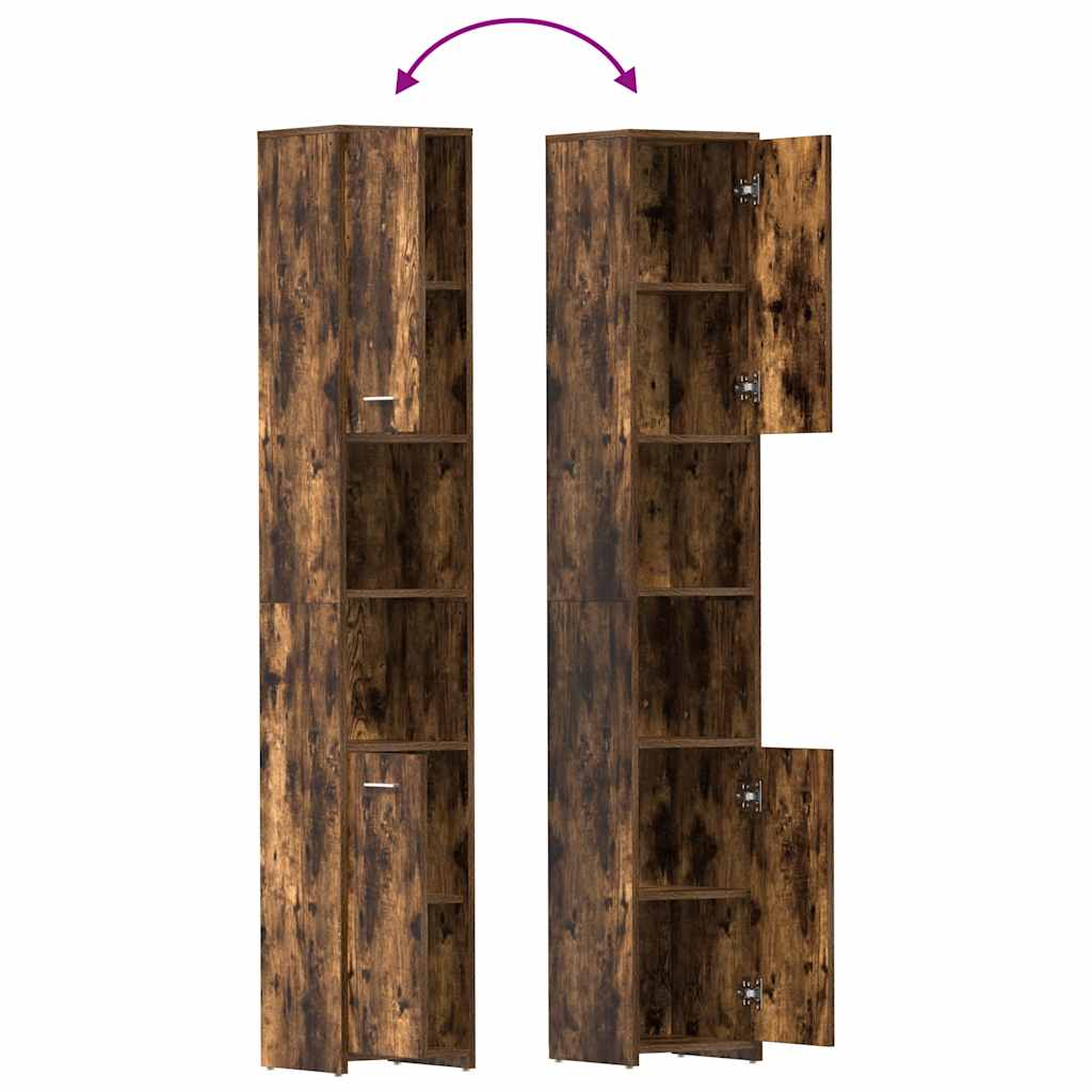 Ντουλάπι Μπάνιου Καπνιστή Δρυς 30x30x183,5 εκ. Επεξεργ. Ξύλο - Pakobazaar