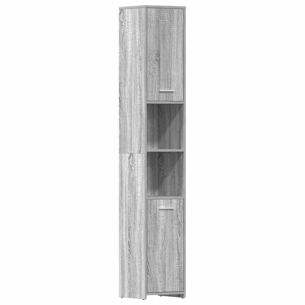 Ντουλάπι Μπάνιου Γκρι Sonoma 30x30x183,5 εκ. Επεξεργασμένο Ξύλο