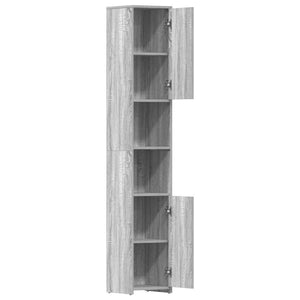 Ντουλάπι Μπάνιου Γκρι Sonoma 30x30x183,5 εκ. Επεξεργασμένο Ξύλο