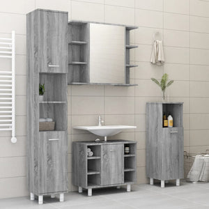 Ντουλάπι Καθρέπτης Μπάνιου Γκρι Sonoma 80x20,5x64 εκ Επεξ. Ξύλο - Pakobazaar