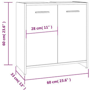 Ντουλάπι Μπάνιου Γκρι Sonoma 60x33x60 εκ. Επεξεργασμένο Ξύλο - Pakobazaar