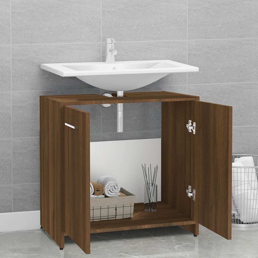 Ντουλάπι Μπάνιου Καφέ Δρυς 60x33x60 εκ. Επεξεργασμένο Ξύλο