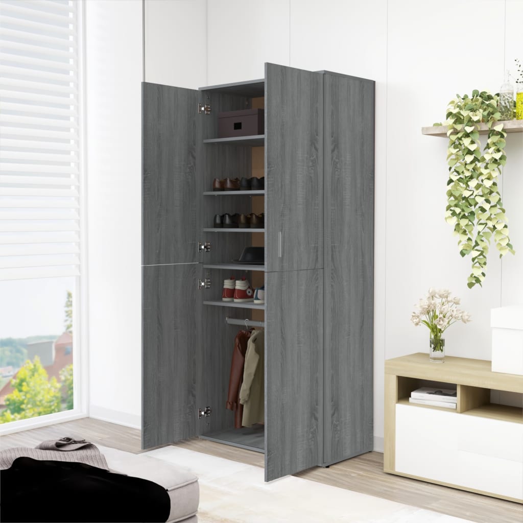 Παπουτσοθήκη Γκρι Sonoma 80x39x178 εκ. από Επεξεργασμένο Ξύλο - Pakobazaar