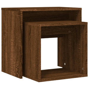 Τραπεζάκια Ζιγκόν 2 τεμ. Καφέ Δρυς από Επεξεργασμένο Ξύλο