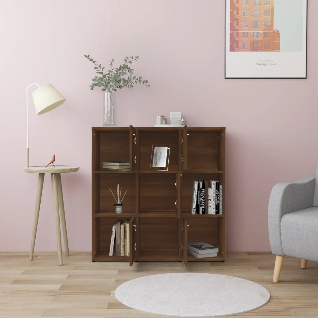 Βιβλιοθήκη Καφέ Δρυς 90x30x90 εκ. από Επεξεργασμένο Ξύλο