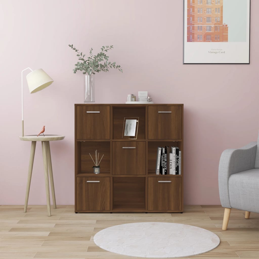 Βιβλιοθήκη Καφέ Δρυς 90x30x90 εκ. από Επεξεργασμένο Ξύλο