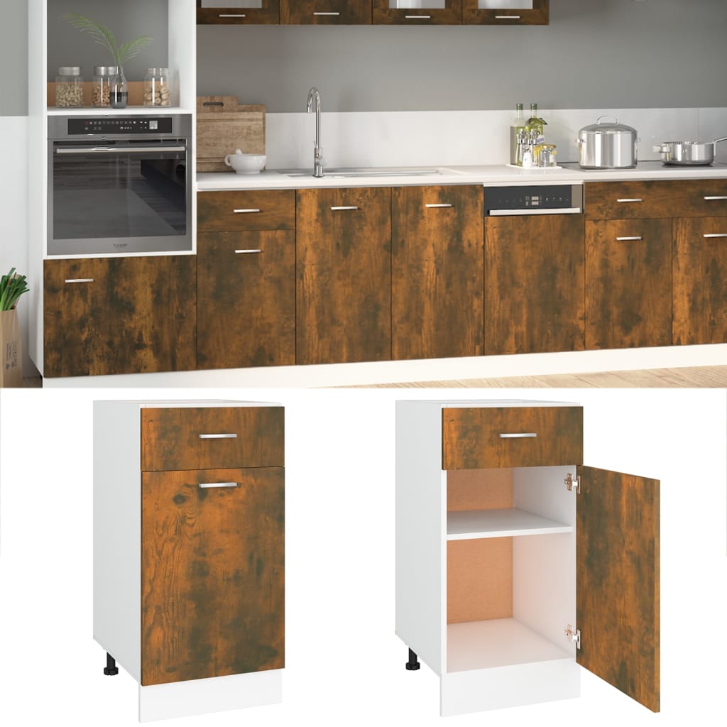 Ντουλάπι με Συρτάρια "Lyon" Καπνιστή Δρυς 40x46x81,5 εκ. από Τεχνητό Ξύλο