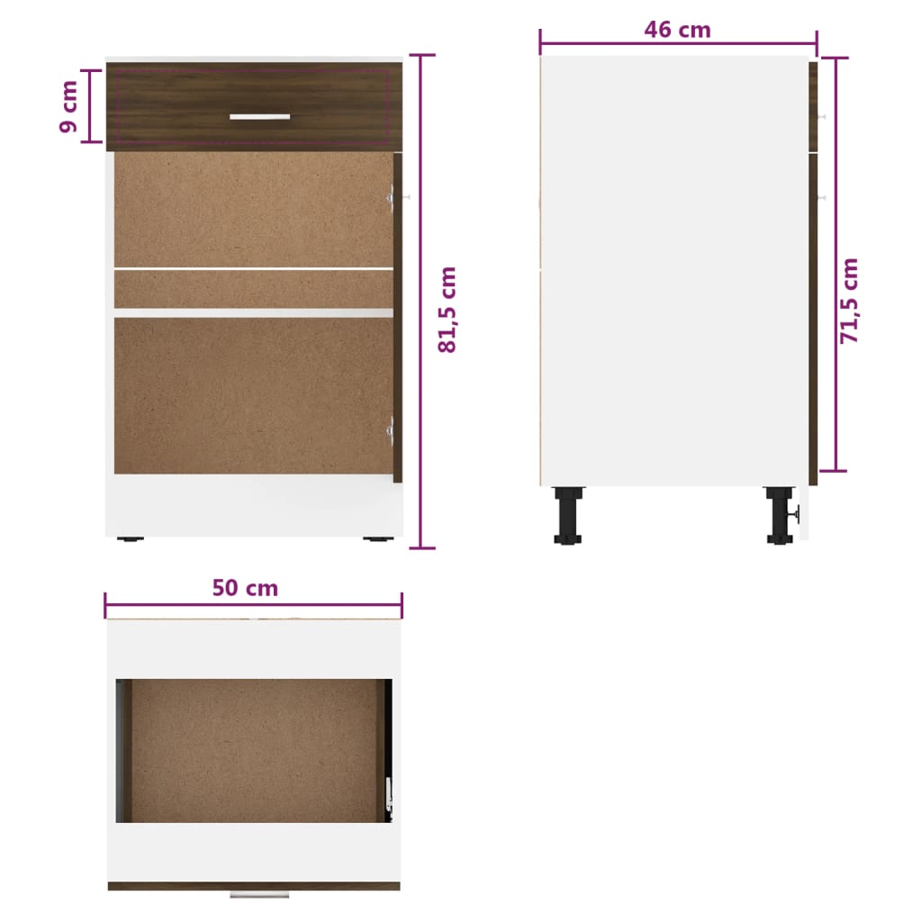Ντουλάπι με Συρτάρια "Lyon" Καφέ Δρυς 50x46x81,5 εκ. από Τεχνητό Ξύλο