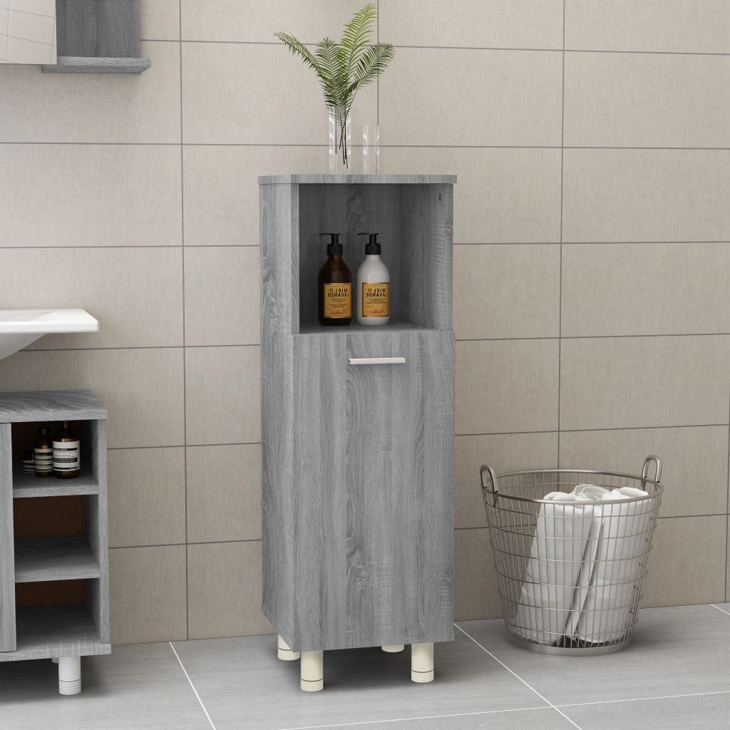 Ντουλάπι Μπάνιου Γκρι Sonoma 30x30x95 εκ. Επεξεργασμένο Ξύλο - Pakobazaar