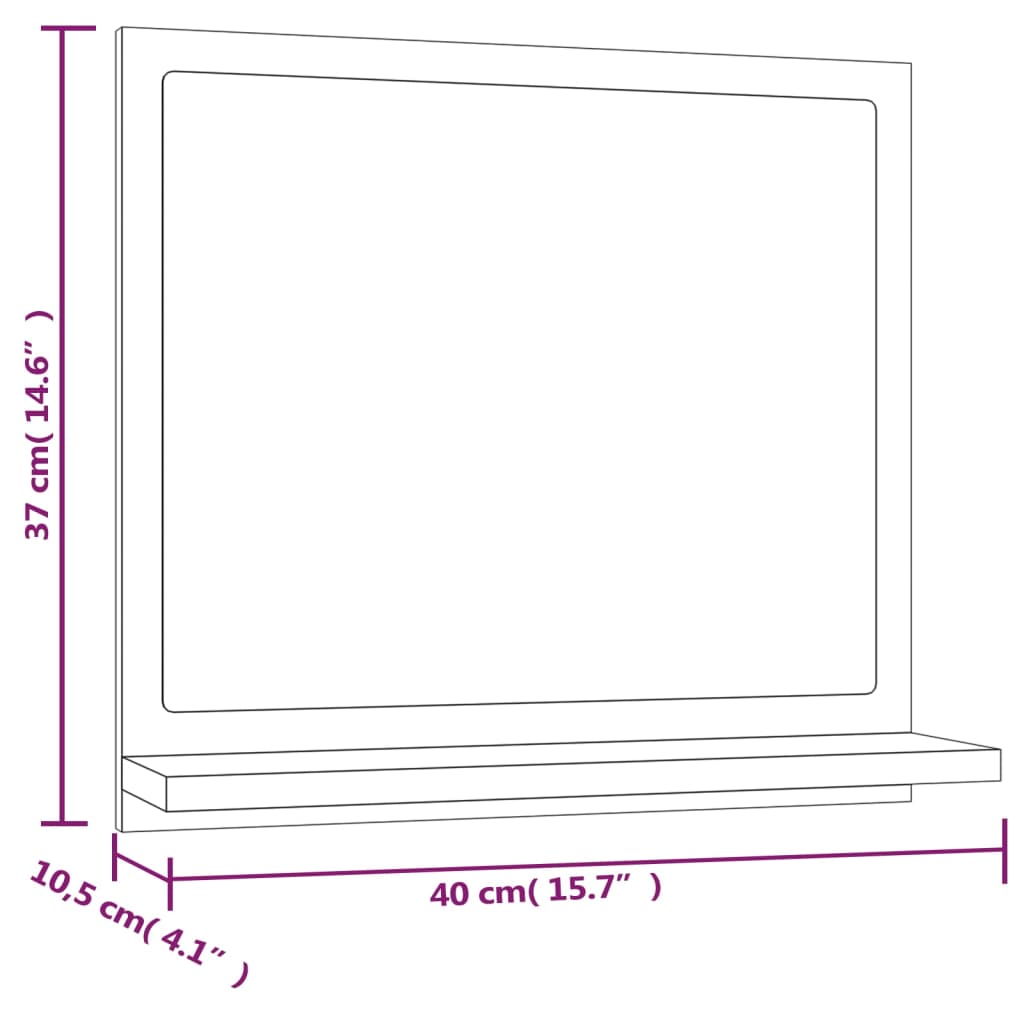 Καθρέφτης Μπάνιου Καπνιστή Δρυς 40x10,5x37 εκ. Επεξεργ. Ξύλο