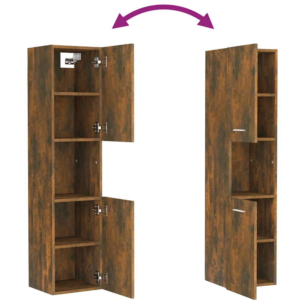 Ντουλάπι Μπάνιου Καπνιστή Δρυς 30x30x130 εκ. Επεξεργασμένο Ξύλο