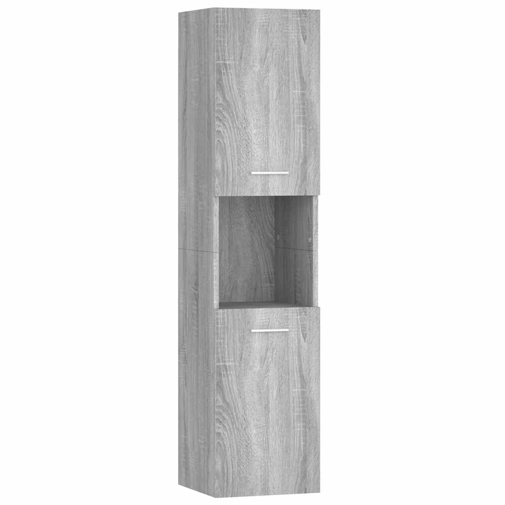 Ντουλάπι Μπάνιου Γκρι Sonoma 30x30x130 εκ. Επεξεργασμένο Ξύλο - Pakobazaar