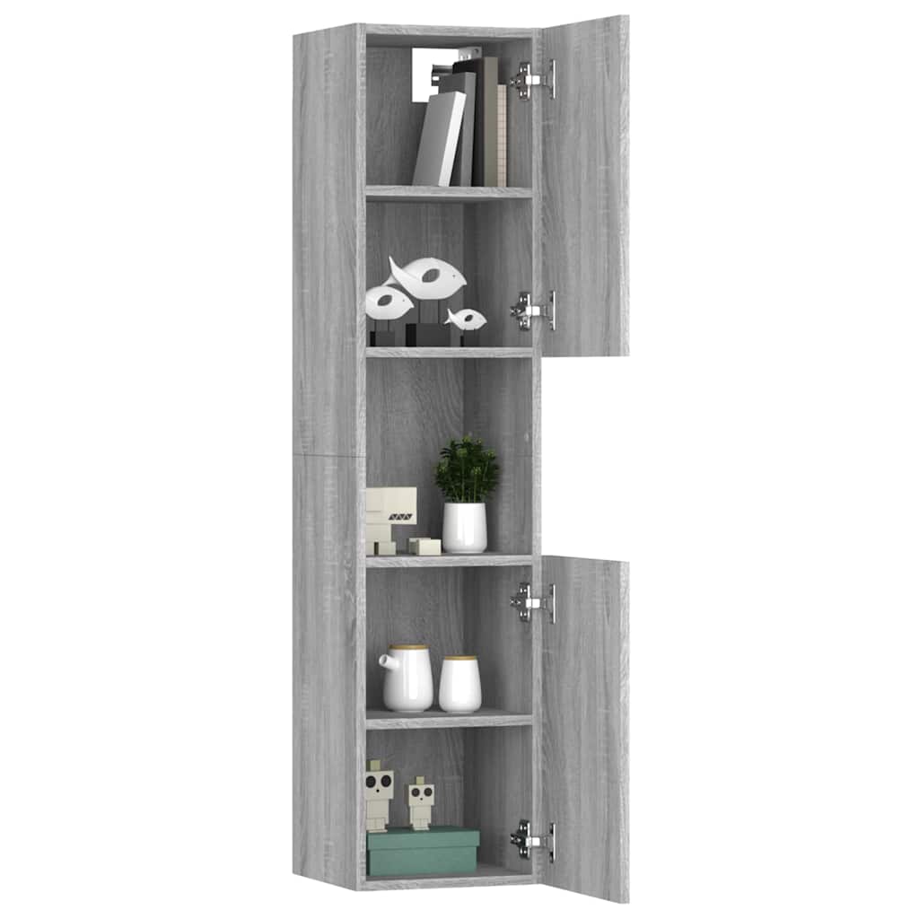 Ντουλάπι Μπάνιου Γκρι Sonoma 30x30x130 εκ. Επεξεργασμένο Ξύλο - Pakobazaar