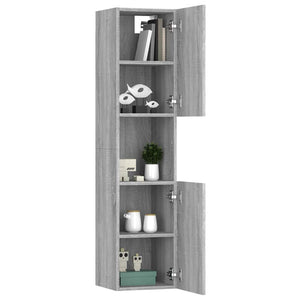 Ντουλάπι Μπάνιου Γκρι Sonoma 30x30x130 εκ. Επεξεργασμένο Ξύλο - Pakobazaar