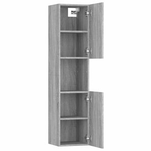 Ντουλάπι Μπάνιου Γκρι Sonoma 30x30x130 εκ. Επεξεργασμένο Ξύλο - Pakobazaar