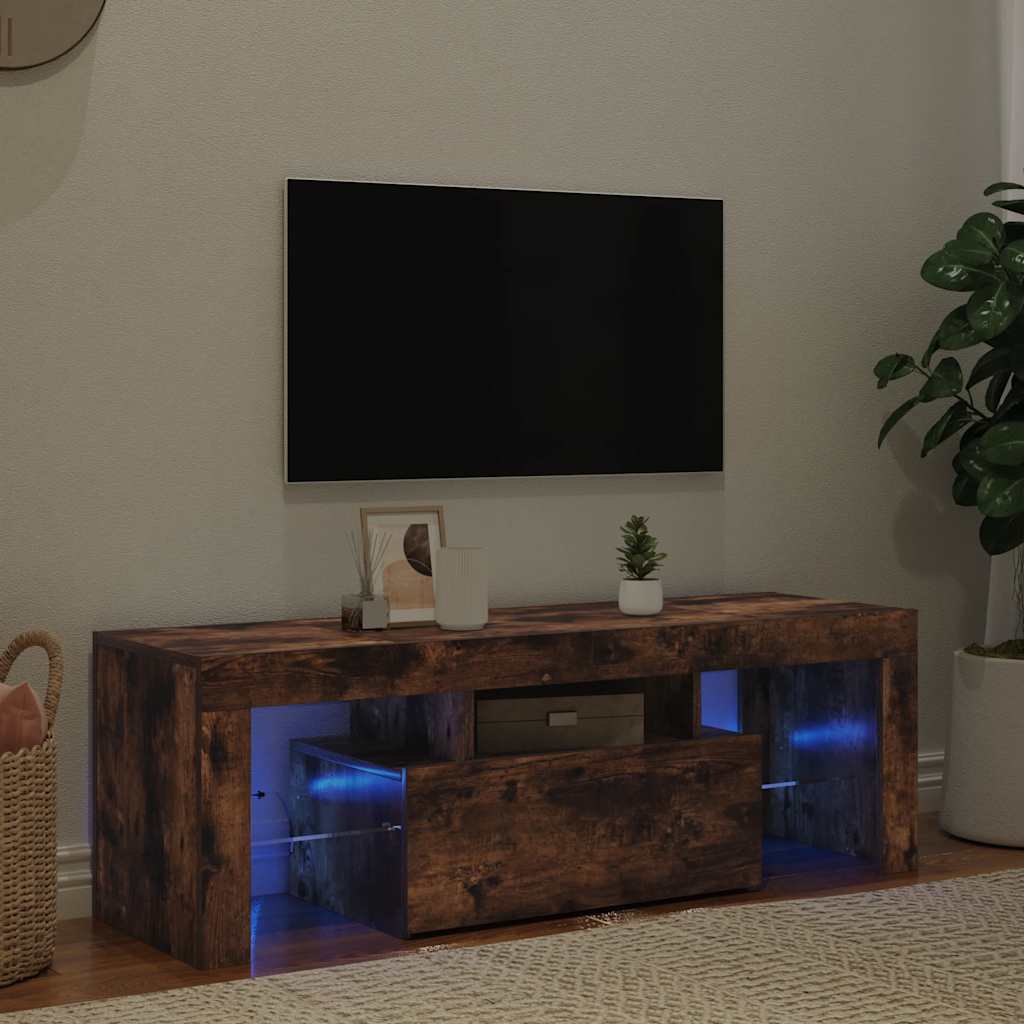 Έπιπλο Τηλεόρασης με LED Καπνιστή Δρυς 120x35x40 εκ. - Pakobazaar