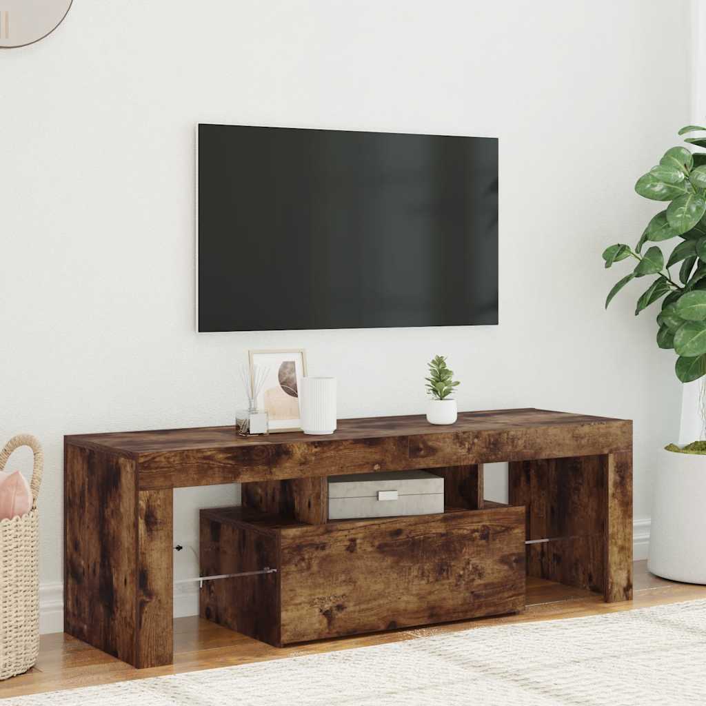 Έπιπλο Τηλεόρασης με LED Καπνιστή Δρυς 120x35x40 εκ. - Pakobazaar