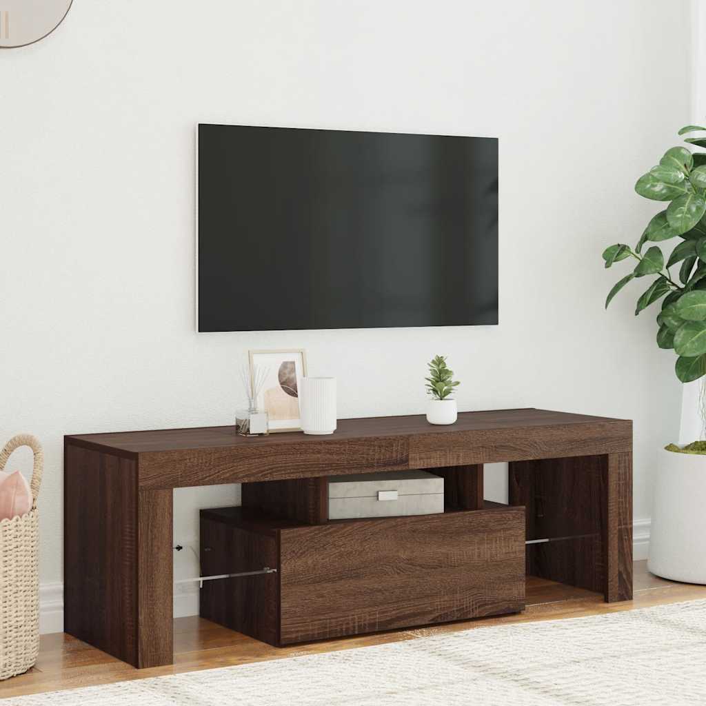 Έπιπλο Τηλεόρασης με LED Καφέ Δρυς 120x35x40 εκ. - Pakobazaar