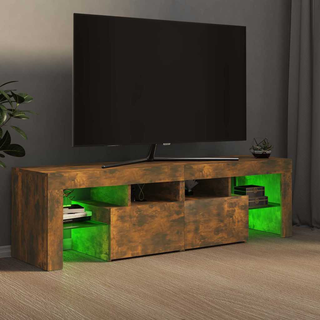 Έπιπλο Τηλεόρασης με LED Καπνιστή Δρυς 140 x 36,5 x 40 εκ.