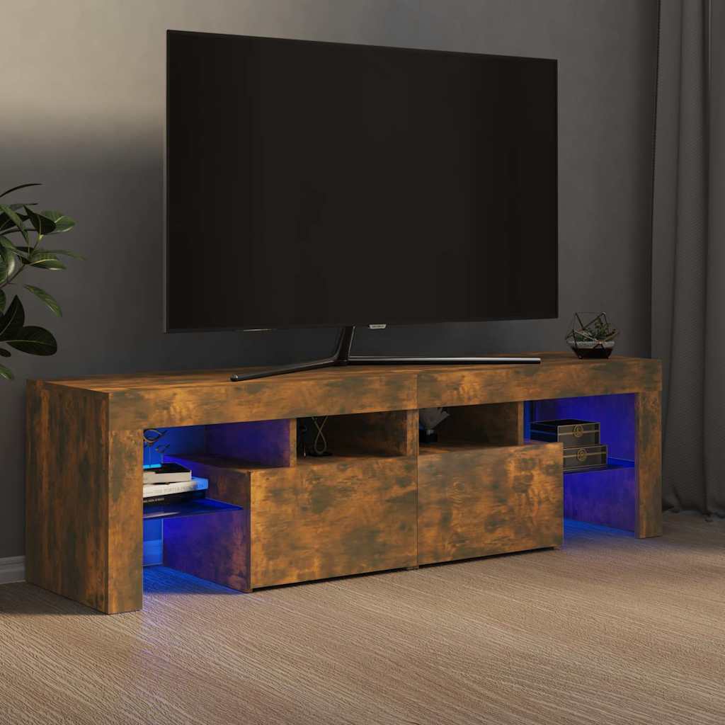 Έπιπλο Τηλεόρασης με LED Καπνιστή Δρυς 140 x 36,5 x 40 εκ.