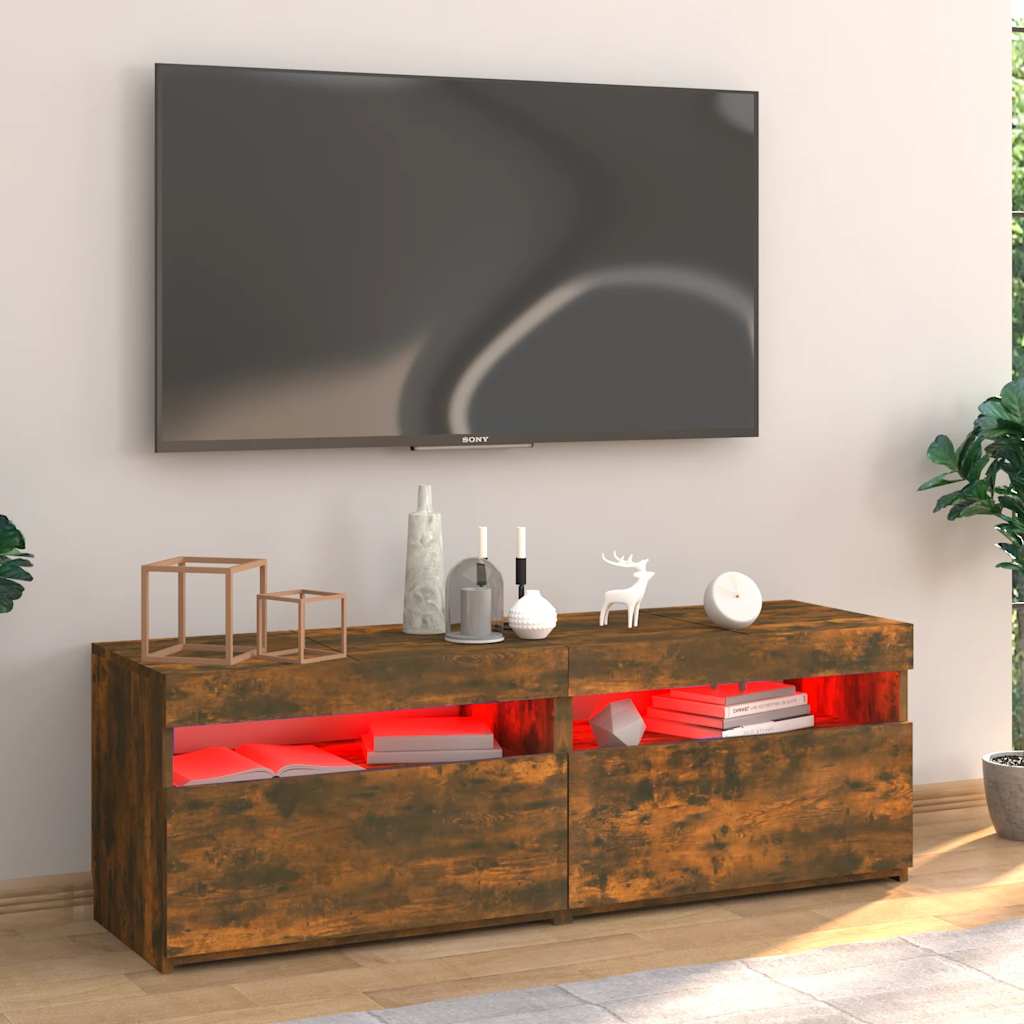 Έπιπλο Τηλεόρασης με LED Καπνιστή Δρυς 120x35x40 εκ. - Pakobazaar