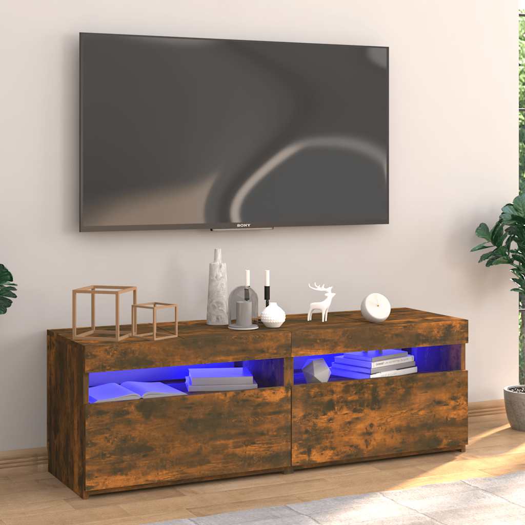 Έπιπλο Τηλεόρασης με LED Καπνιστή Δρυς 120x35x40 εκ. - Pakobazaar