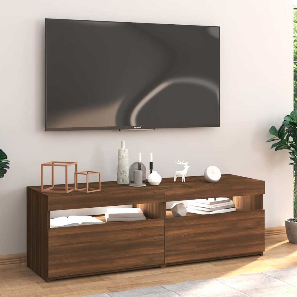Έπιπλο Τηλεόρασης με LED Καφέ Δρυς 120x35x40 εκ.