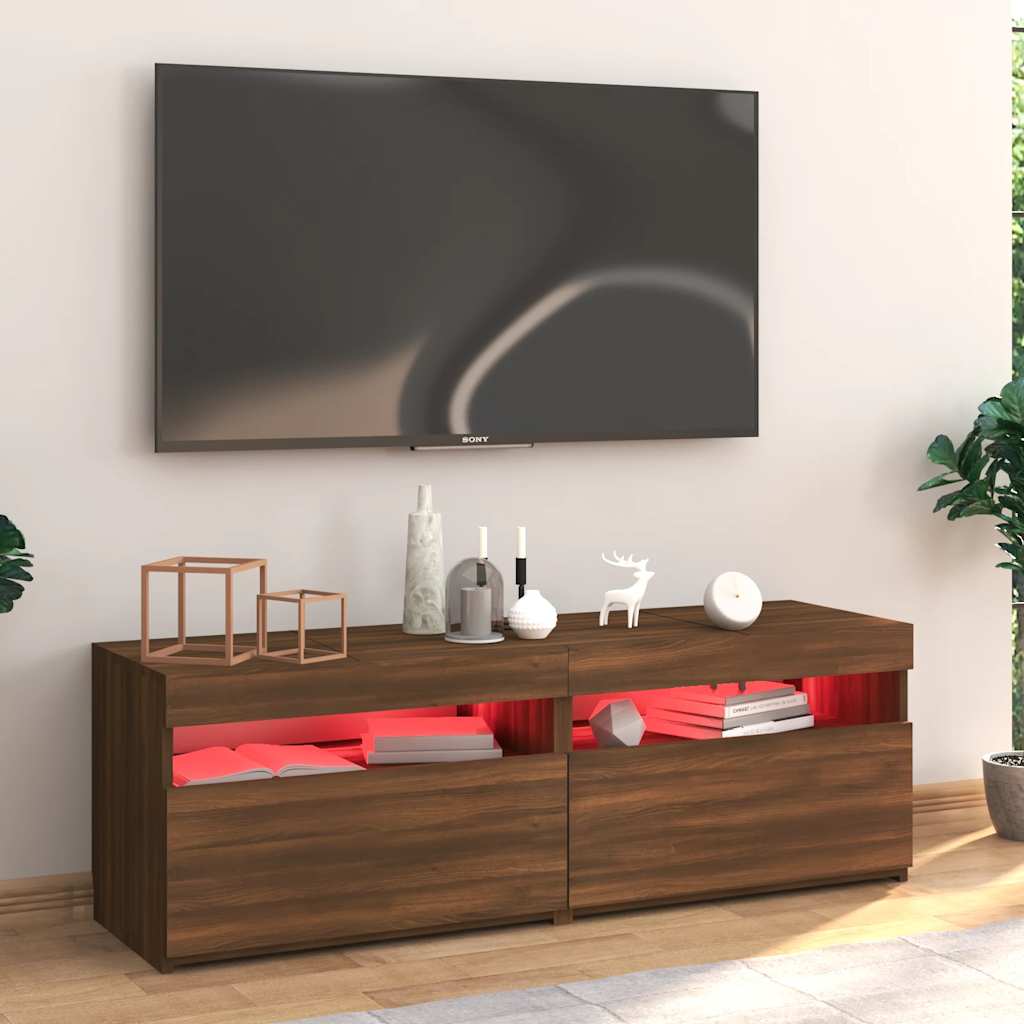 Έπιπλο Τηλεόρασης με LED Καφέ Δρυς 120x35x40 εκ.