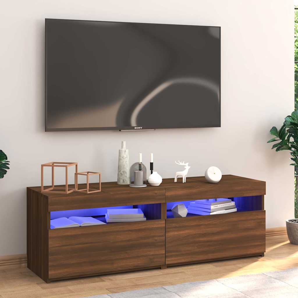 Έπιπλο Τηλεόρασης με LED Καφέ Δρυς 120x35x40 εκ.