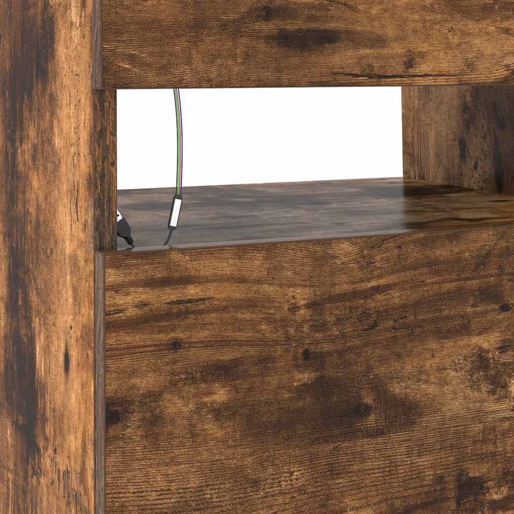 Έπιπλο Τηλεόρασης με LED Καπνιστή Δρυς 90x35x40 εκ. - Pakobazaar