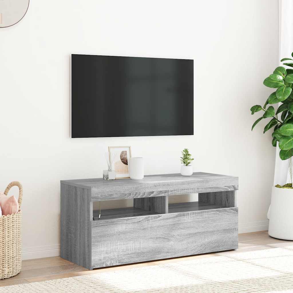 Έπιπλο Τηλεόρασης με LED Γκρι Sonoma 90x35x40 εκ. - Pakobazaar