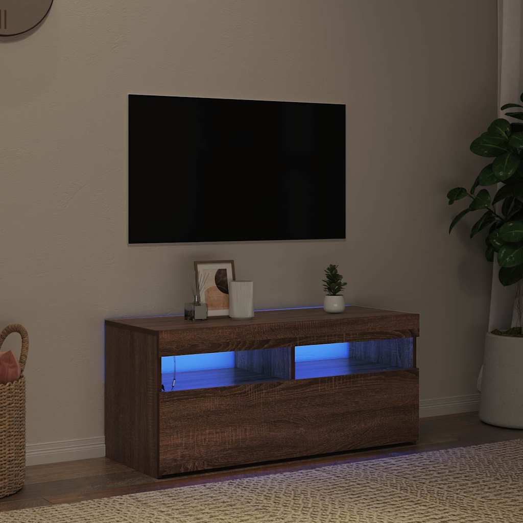 Έπιπλο Τηλεόρασης με LED Καφέ Δρυς 90 x 35 x 40 εκ. - Pakobazaar