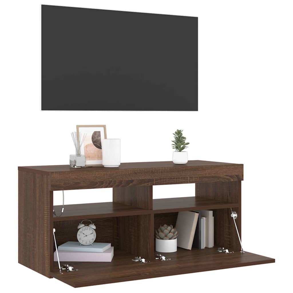 Έπιπλο Τηλεόρασης με LED Καφέ Δρυς 90 x 35 x 40 εκ. - Pakobazaar
