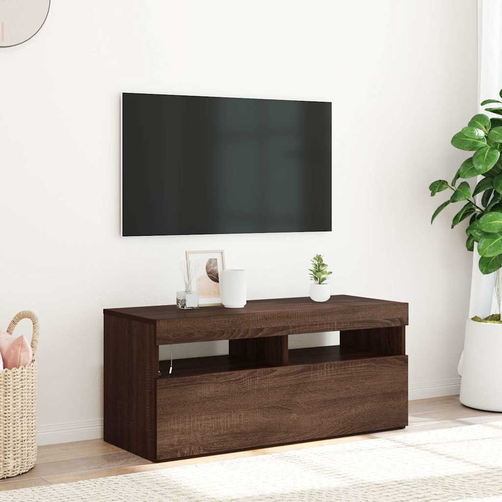 Έπιπλο Τηλεόρασης με LED Καφέ Δρυς 90 x 35 x 40 εκ. - Pakobazaar
