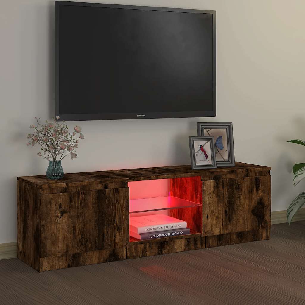 Έπιπλο Τηλεόρασης με LED Καπνιστή Δρυς 120x30x36 εκ. - Pakobazaar