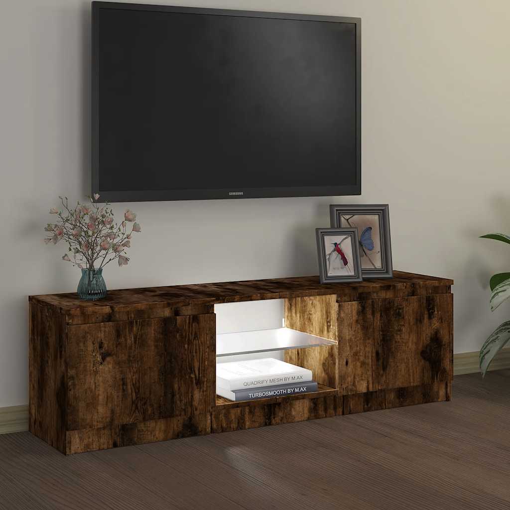 Έπιπλο Τηλεόρασης με LED Καπνιστή Δρυς 120x30x36 εκ. - Pakobazaar