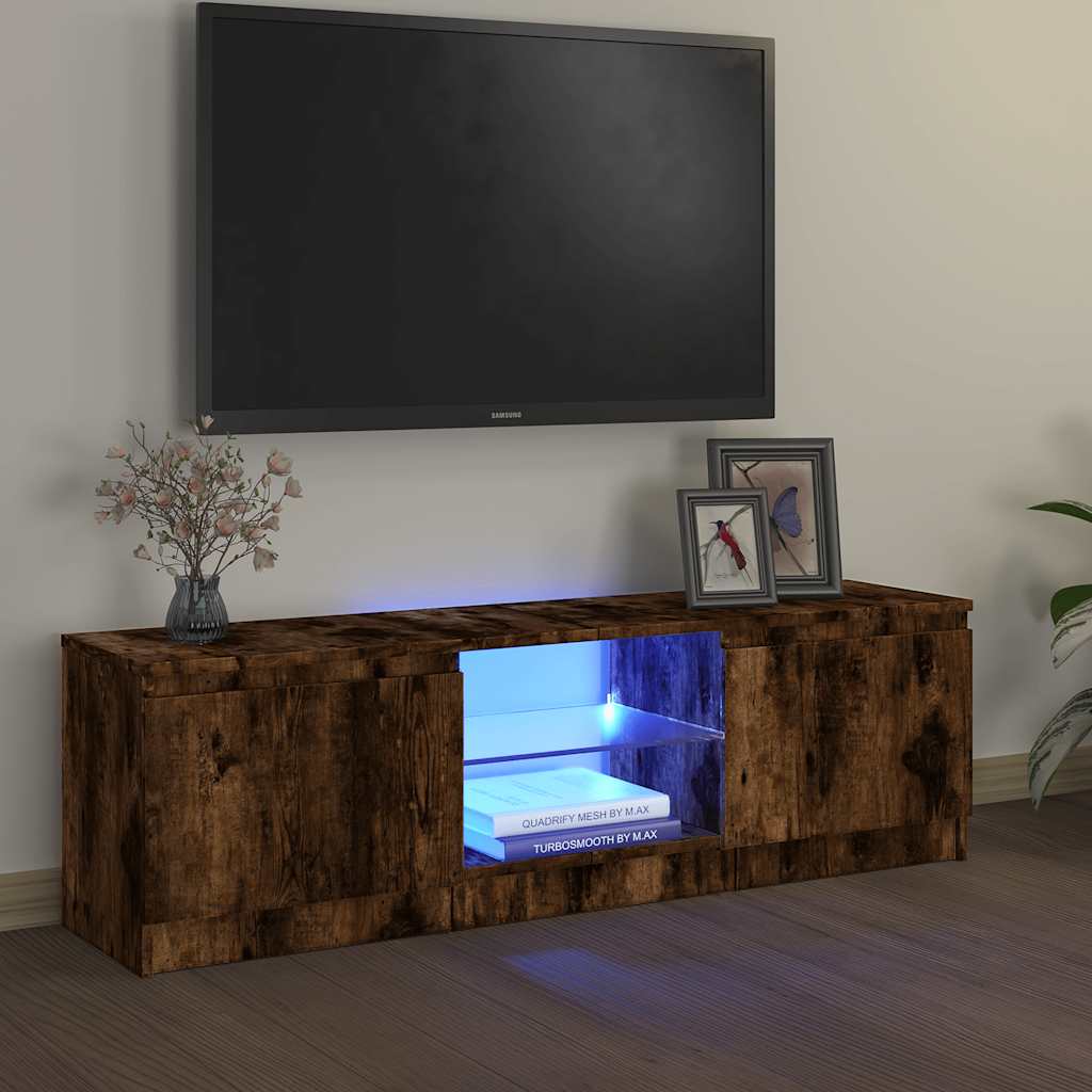 Έπιπλο Τηλεόρασης με LED Καπνιστή Δρυς 120x30x36 εκ. - Pakobazaar