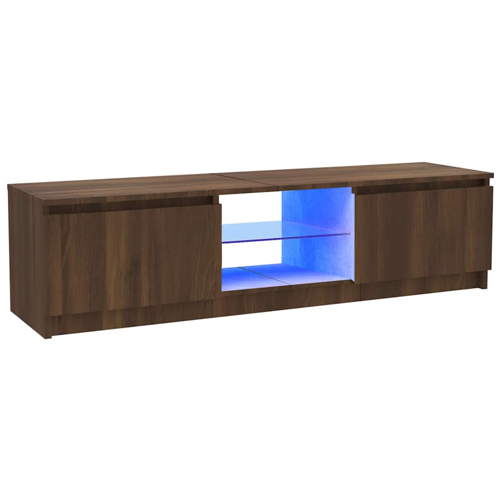 Έπιπλο Τηλεόρασης με LED Καφέ Δρυς 120x30x36 εκ.