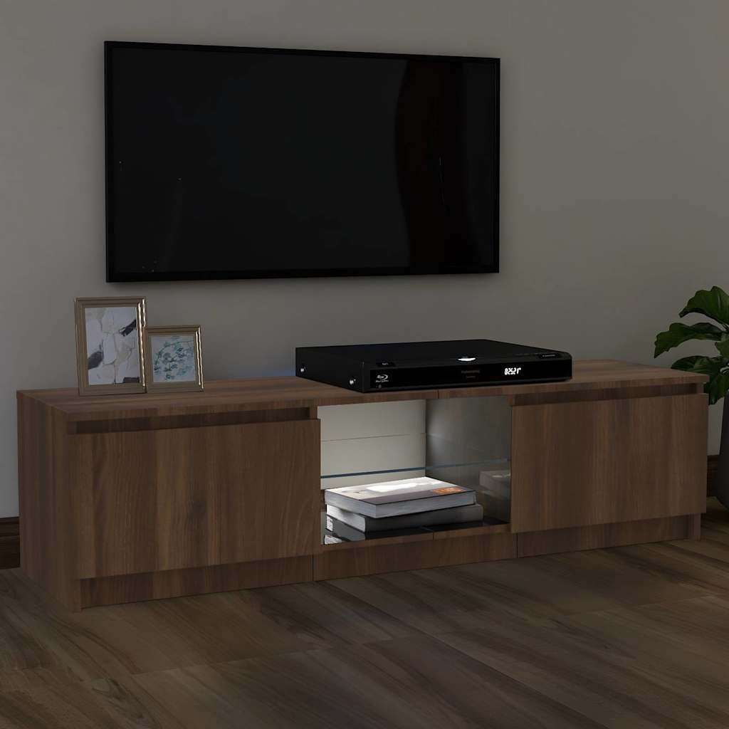 Έπιπλο Τηλεόρασης με LED Καφέ Δρυς 120x30x36 εκ.
