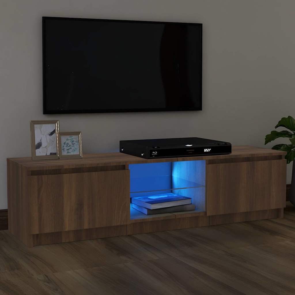 Έπιπλο Τηλεόρασης με LED Καφέ Δρυς 120x30x36 εκ.